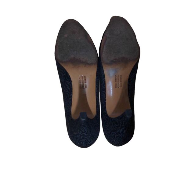 Salvatore Ferragamo Womens Classic Pump Heel Black Leather Abstract Slip On 6.5B - Picture 8 of 11